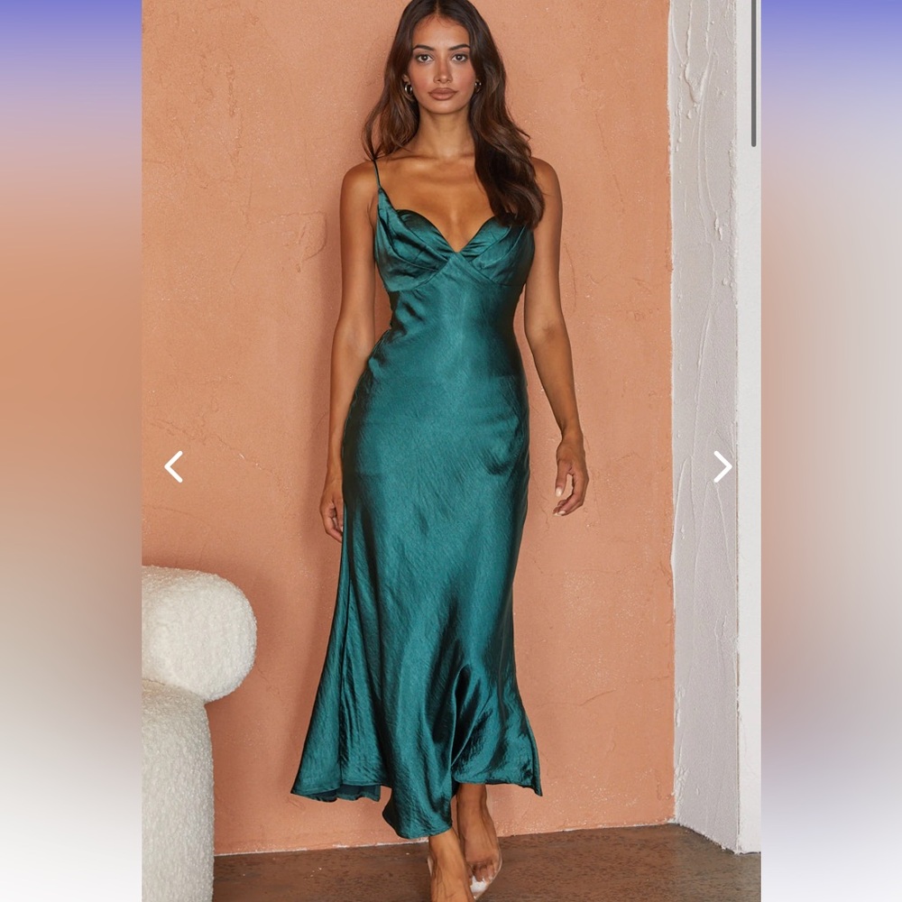 INFINITY PINTUCK BUST MAXI DRESS FOREST GREEN